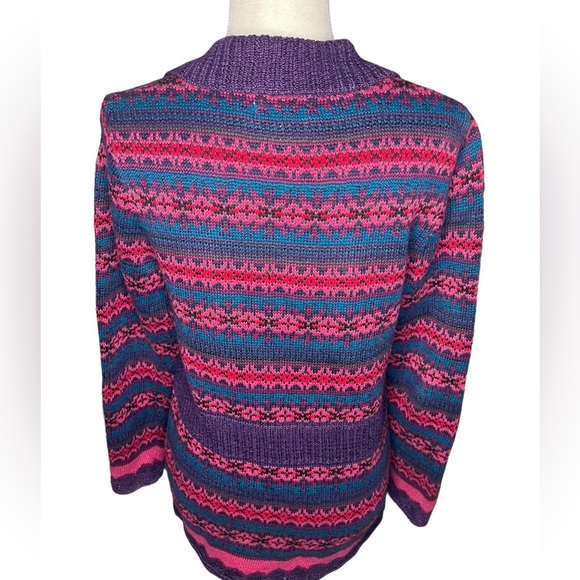 Fair Isle Hand-Crochet Y2K Long-Line Cardigan Small - Picture 2 of 6